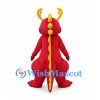 Red Dragon Mascot Costume with Yellow Antlers and Cream Belly