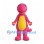 Pink Dinosaur Mascot Costume with Blue Spots and Yellow Belly