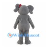 Gray Elephant Mascot Costume with Red Hair Bow and White Belly