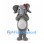 Gray Elephant Mascot Costume with Red Hair Bow and White Belly