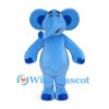 Blue Elephant Mascot Costume with Large Ears and Dark Blue Toes