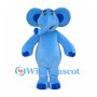 Blue Elephant Mascot Costume with Large Ears and Dark Blue Toes