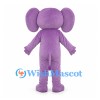 Purple Elephant Mascot Costume with Cream Belly and Inner Ears