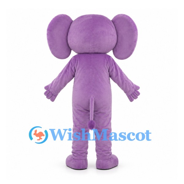 Purple Elephant Mascot Costume with Cream Belly and Inner Ears