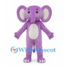 Purple Elephant Mascot Costume with Cream Belly and Inner Ears