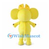 Yellow Elephant Mascot Costume with Large Polka Dot Bow