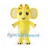 Yellow Elephant Mascot Costume with Large Polka Dot Bow