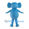 Blue Elephant Mascot Costume with Pink Inner Ears and Round Belly