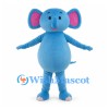 Blue Elephant Mascot Costume with Pink Inner Ears and Round Belly