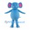 Blue Elephant Mascot Costume with Pink Inner Ears and Round Belly