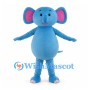 Blue Elephant Mascot Costume with Pink Inner Ears and Round Belly