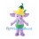 Purple Elephant Mascot Costume with Yellow Flower Hat and Green Shorts