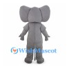 Gray Elephant Mascot Costume with Raised Striped Trunk