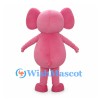 Pink Elephant Mascot Costume with Round Belly and Short Trunk