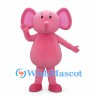 Pink Elephant Mascot Costume with Round Belly and Short Trunk