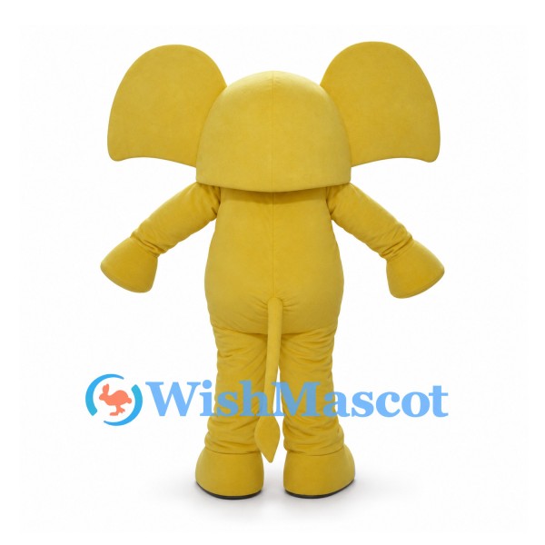 Yellow Elephant Mascot Costume with Large Round Ears