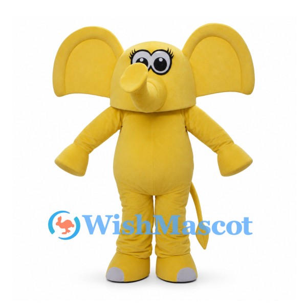 Yellow Elephant Mascot Costume with Large Round Ears