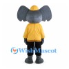 Elephant Mascot Costume with Yellow Hard Hat and Shirt