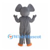 Gray Elephant Mascot Costume with Orange Ears Trunk Tip and Toes