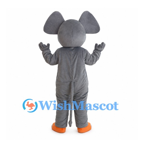Gray Elephant Mascot Costume with Orange Ears Trunk Tip and Toes