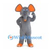 Gray Elephant Mascot Costume with Orange Ears Trunk Tip and Toes