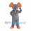 Gray Elephant Mascot Costume with Orange Ears Trunk Tip and Toes