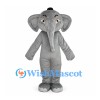Gray Elephant Mascot Costume with Long Trunk and Small Black Cap