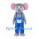 Gray Elephant Mascot Costume with Blue Overalls and Pink Ears