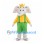 Elephant King Mascot Costume with Gold Crown and Green Overalls