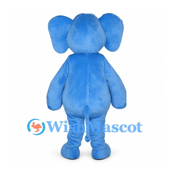 Blue Elephant Mascot Costume with Long Trunk and Rounded Belly