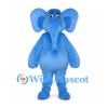 Blue Elephant Mascot Costume with Long Trunk and Rounded Belly