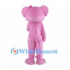 Pink Elephant Mascot Costume with Small Hair Bow and Gray Toes
