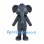 Dark Gray Elephant Mascot Costume with Purple Cap and Long Trunk