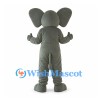 Gray Elephant Mascot Costume with Pink Ears and Striped Trunk