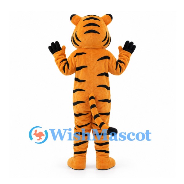 Orange Tiger Mascot Costume with White Belly and Pink Nose