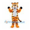 Orange Tiger Mascot Costume with White Belly and Pink Nose