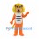 Orange Lion Mascot Costume with Yellow Mane and Striped White Belly