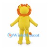 Yellow Lion Mascot Costume with Orange Petal Mane and Cream Belly