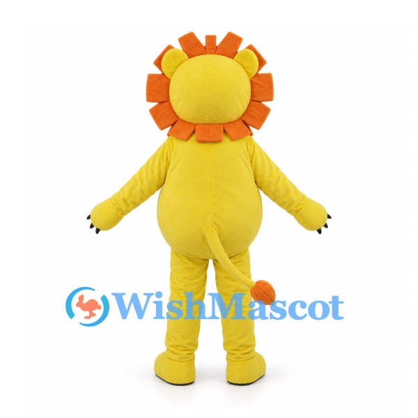 Yellow Lion Mascot Costume with Orange Petal Mane and Cream Belly