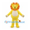 Yellow Lion Mascot Costume with Orange Petal Mane and Cream Belly