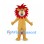 Tan Lion Mascot Costume with Red Spiked Mane and White Muzzle