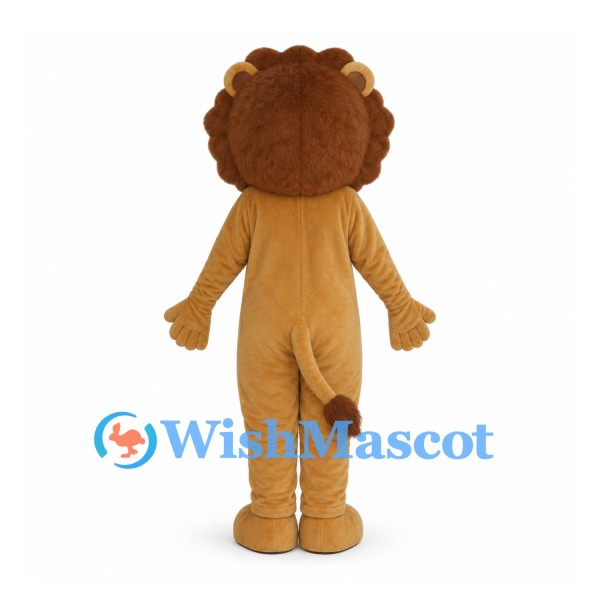 Brown Lion Mascot Costume with Round Mane and Cream Belly