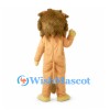 Tan Lion Mascot Costume with Shaggy Brown Mane and Cream Paws