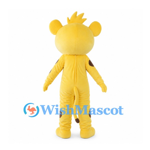 Leopard Cub Mascot Costume in Yellow with Brown Spots and Cream Belly