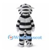 Gray Tiger Mascot Costume with Black Stripes and White Belly
