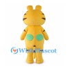 Yellow Tiger Mascot Costume with Green Eyes and Decorated Forehead
