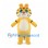 Yellow Tiger Mascot Costume with Green Eyes and Decorated Forehead
