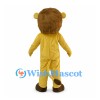 Golden Lion Mascot Costume with Brown Mane and Open Mouth