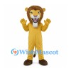 Golden Lion Mascot Costume with Brown Mane and Open Mouth