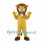 Golden Lion Mascot Costume with Brown Mane and Open Mouth
